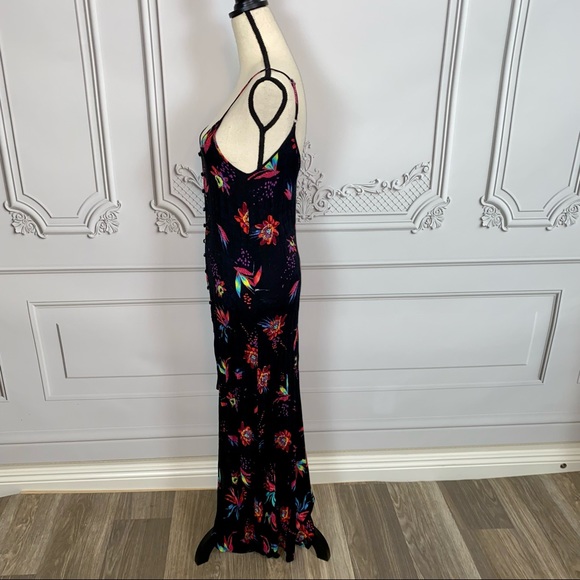 Rusty Long Black Fitted Front Button Up Dress | Size M - Picture 10 of 11